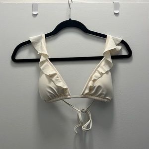Eberjey So Solid Grayson Ruffled Bikini Top in Ecru
